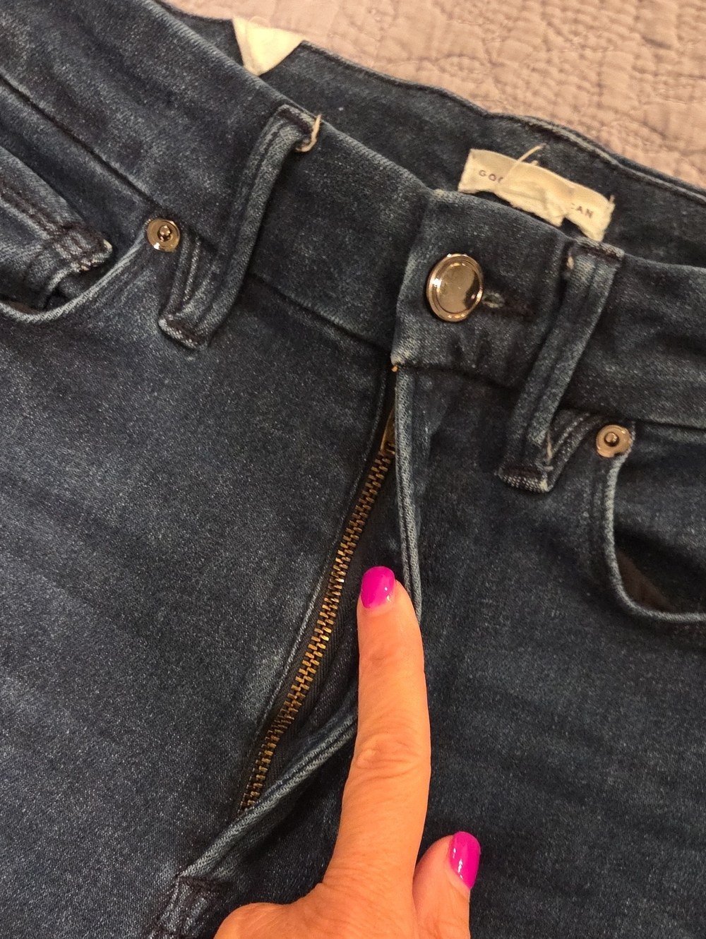 Good American Always Fits Good Legs Skinny Crop Jeans Size 6-12 BLUE838 Raw Hem - Picture 8 of 11